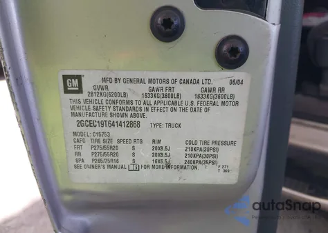 2004 Chevrolet Silverado 1500 Ls from USA, damaged, VIN 2GCEC19T641412868